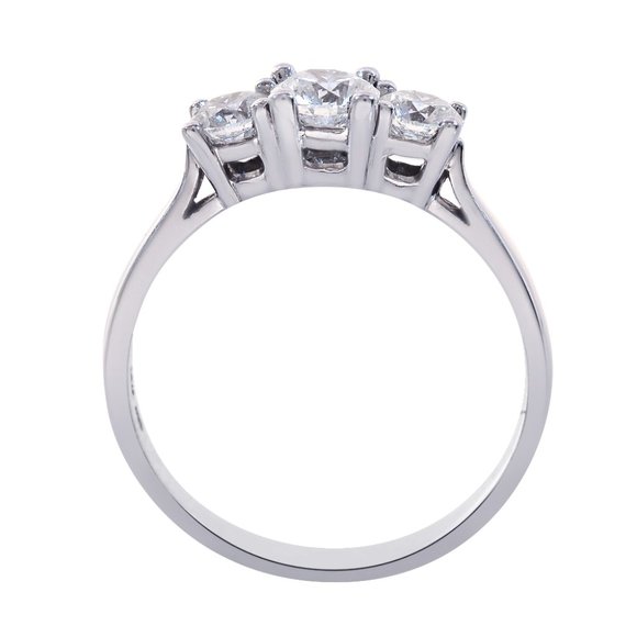 1.04 Carat H-si1 2 Three Stone Diamond Ring - Picture 3 of 4